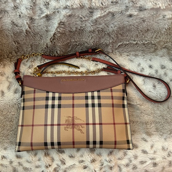 Burberry Handbags - Burberry Dusty Pink Peyton Horse Check Crossbody Bag